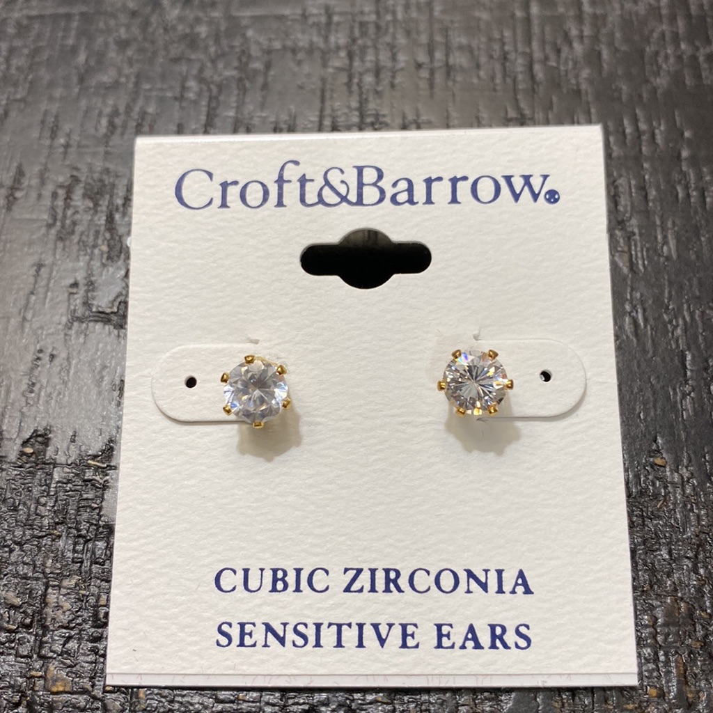 New Croft Barrow Sensitive Ears Cz Gold Tone Earrings 8$